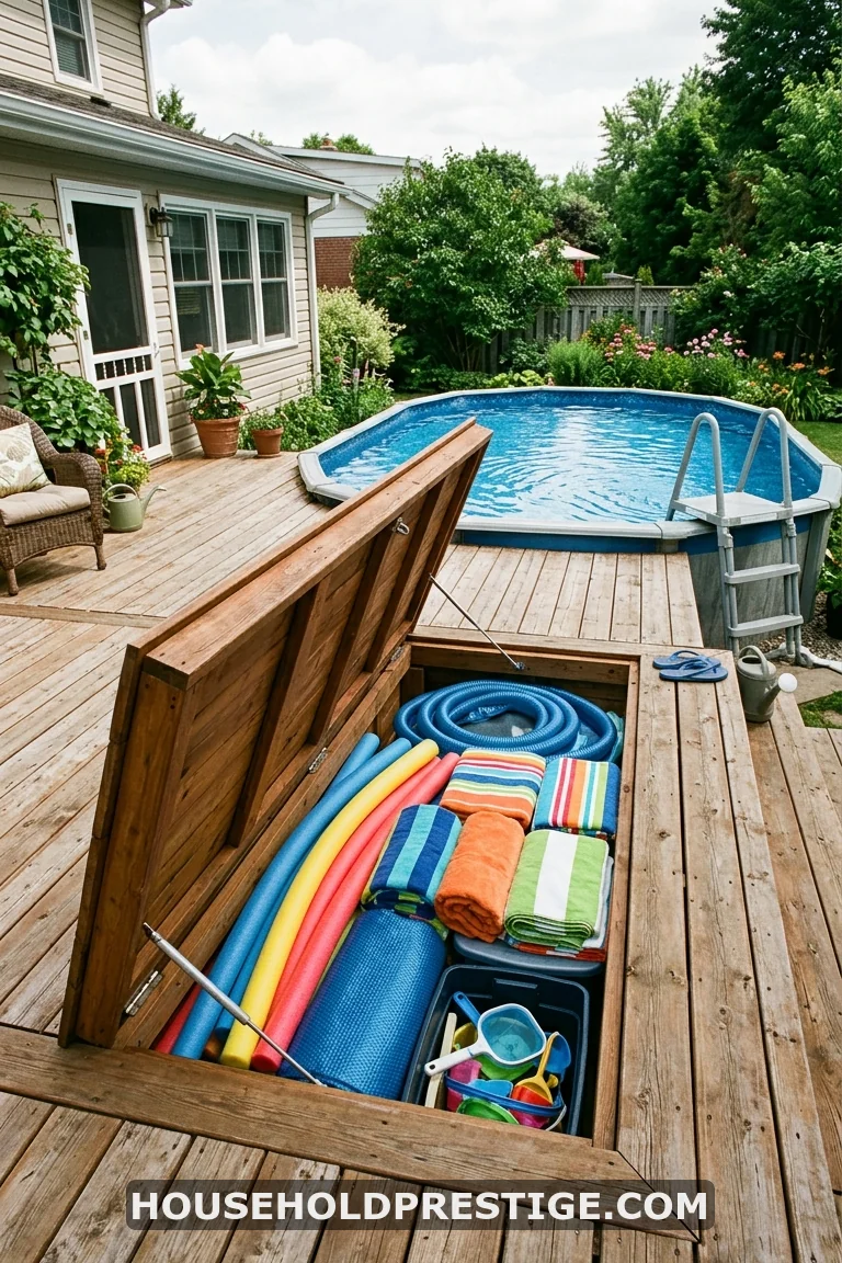above ground pool with deck off house