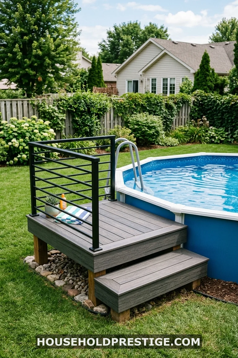 half deck around above ground pool