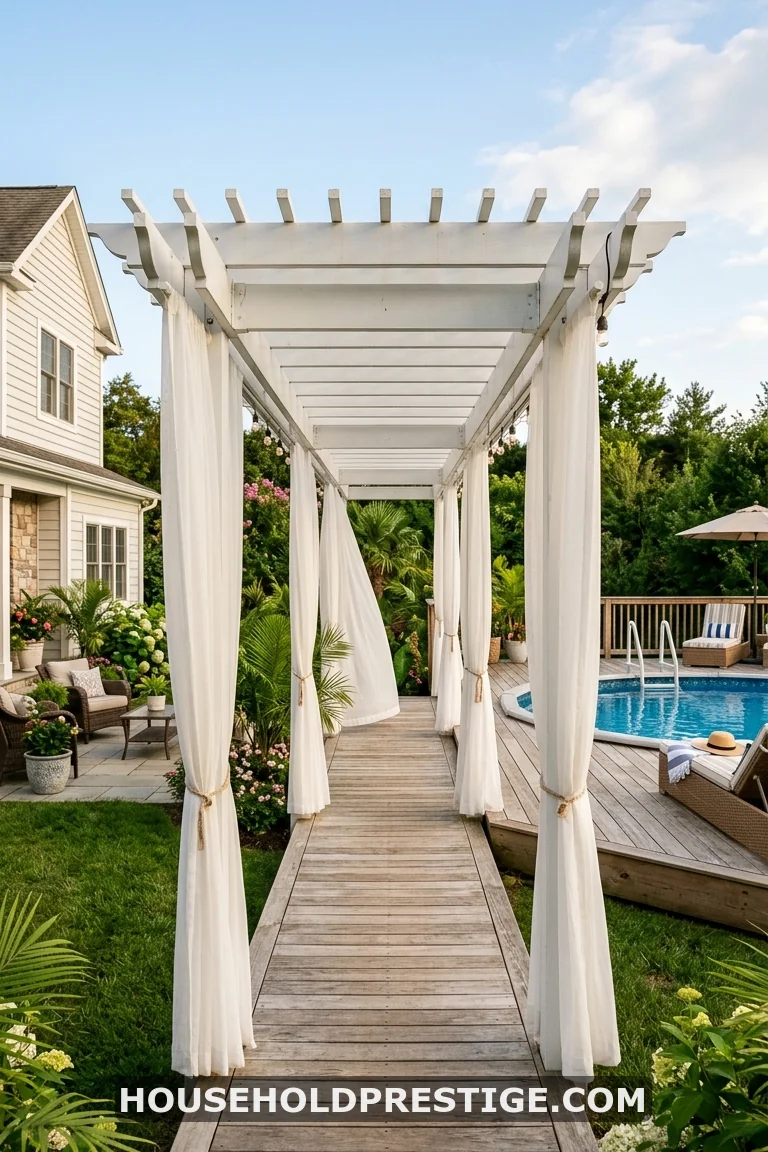 above ground pool with deck off house
