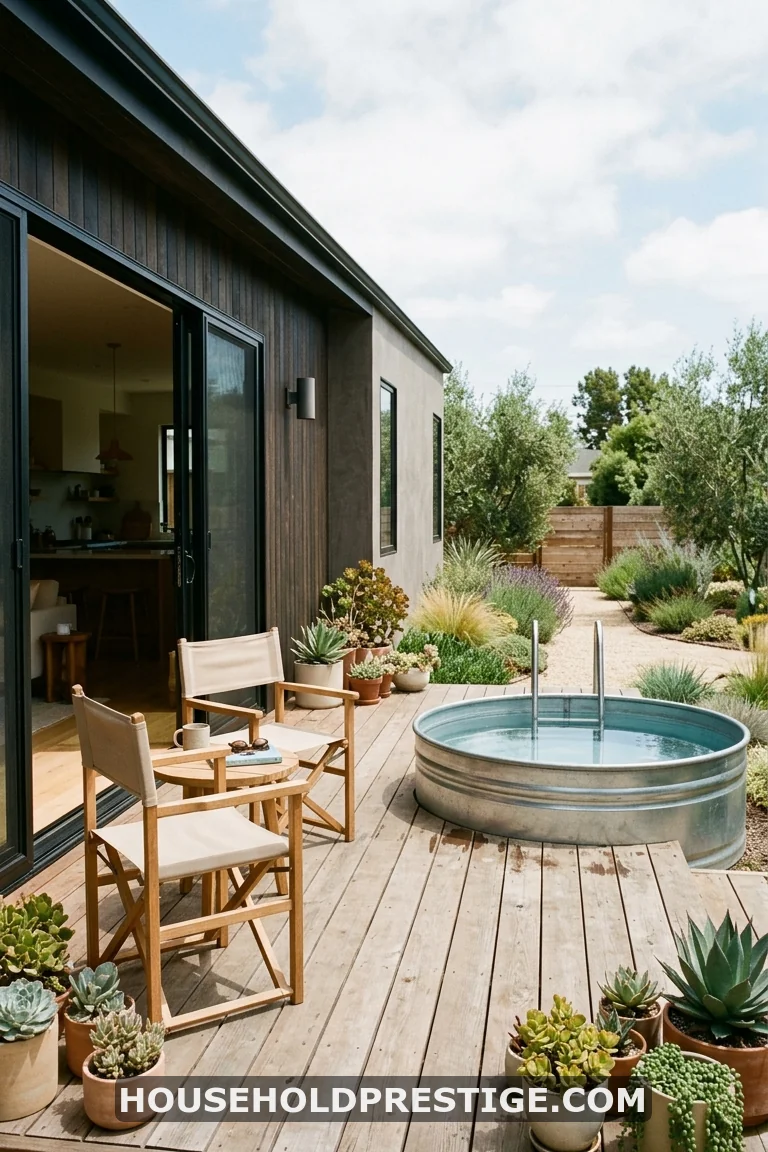 above ground pool with deck off house