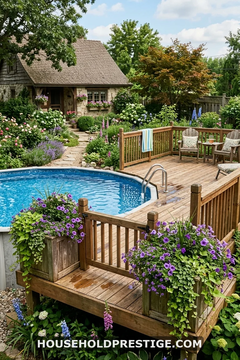 half deck around above ground pool
