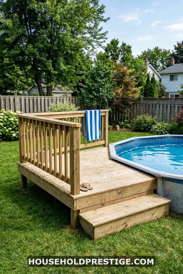 half deck around above ground pool