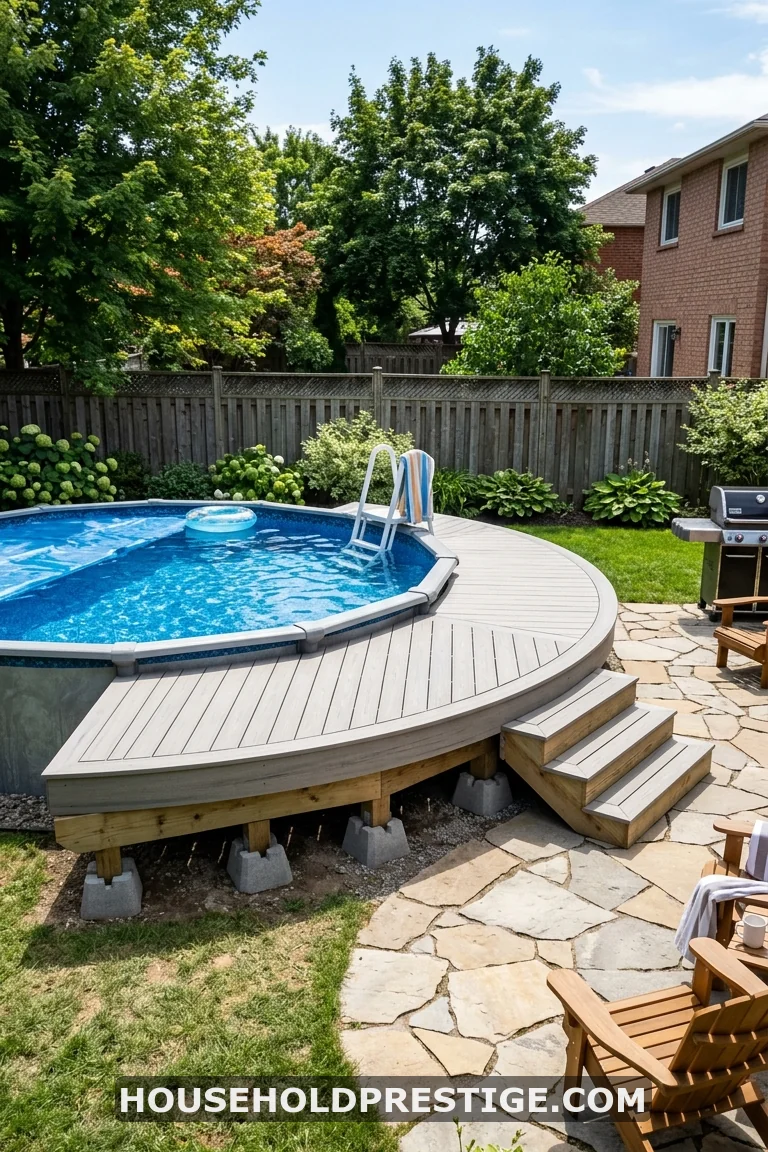 half deck around above ground pool
