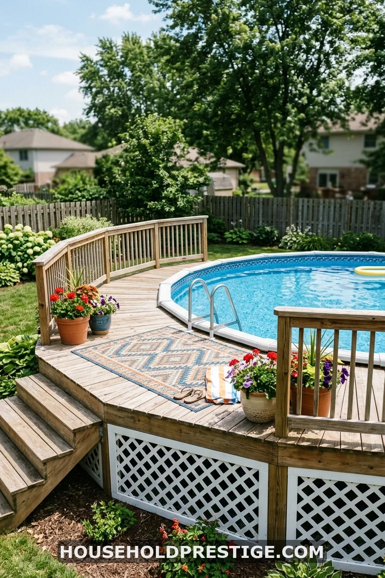 half deck around above ground pool