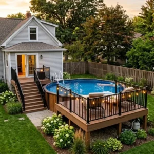 half deck around above ground pool