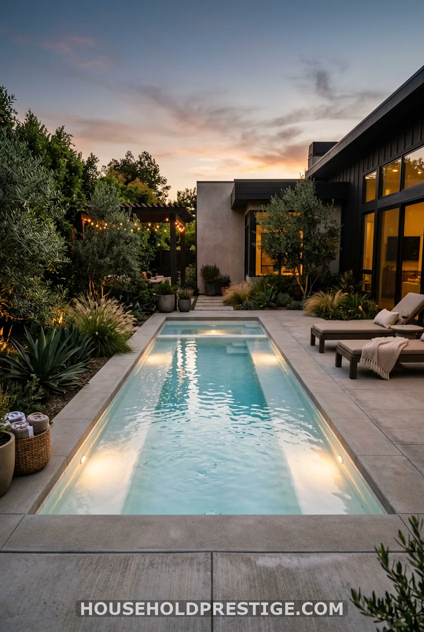 The Geometric Pool with Built-In Bench Seating