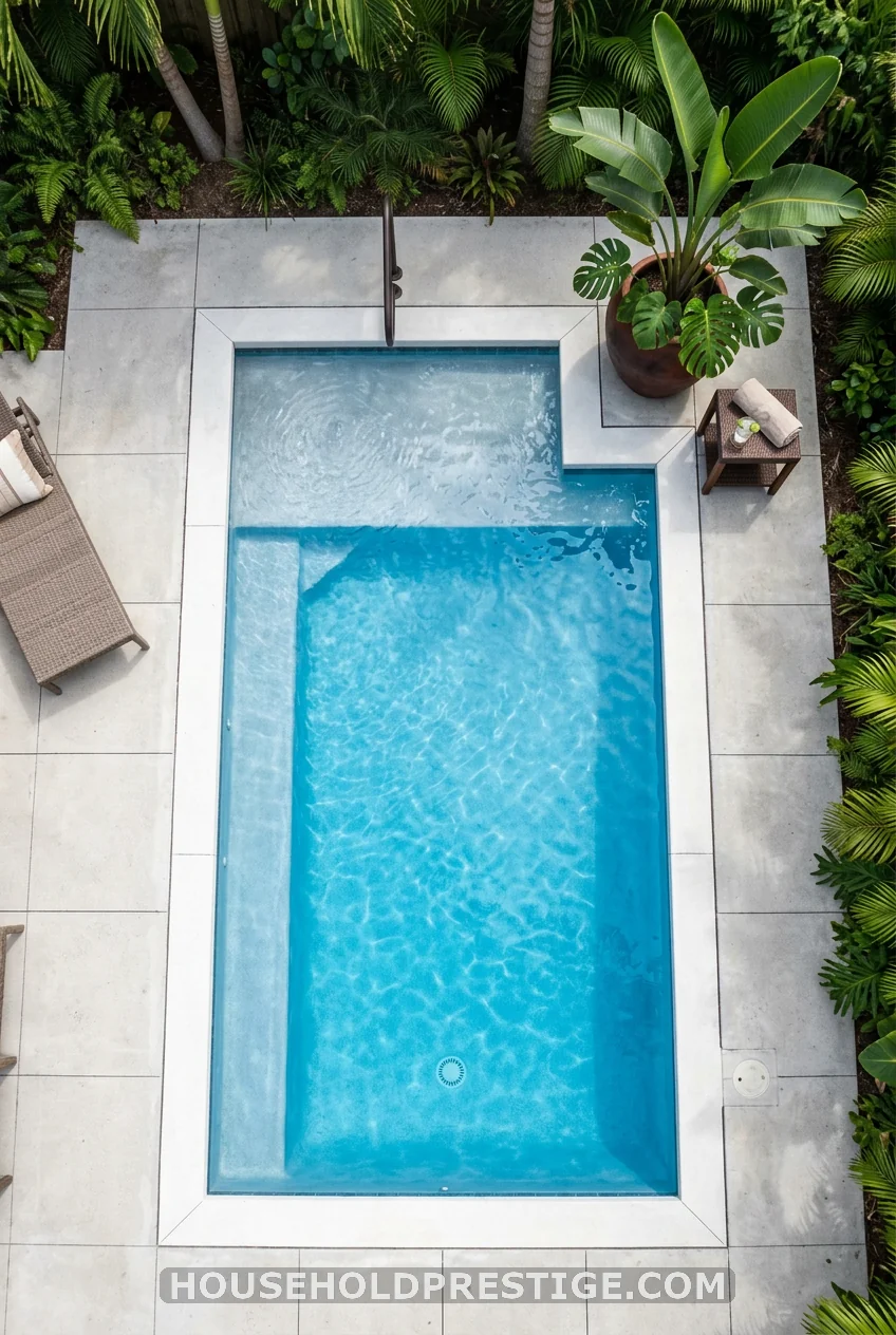 Cocktail Pool With Built-In Bench and Baja Shelf