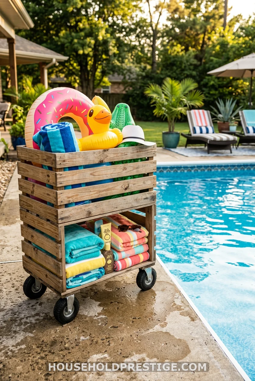 Repurposed Wooden Crate Rolling Cart