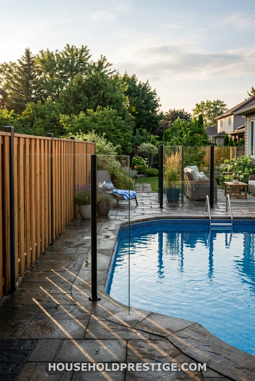 Glass Cedar Hybrid Pool Fence