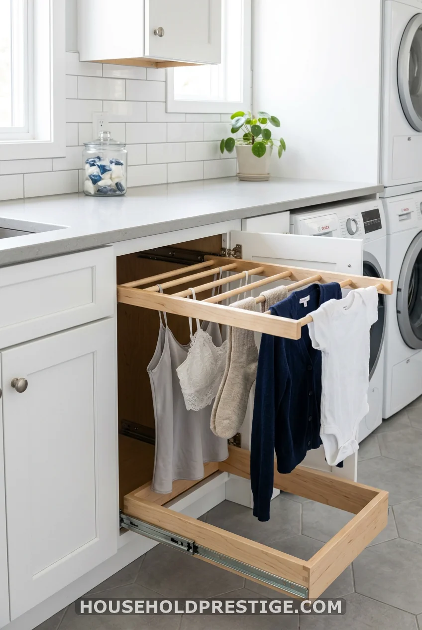 A Pull-Out Drying Rack Inside a Cabinet