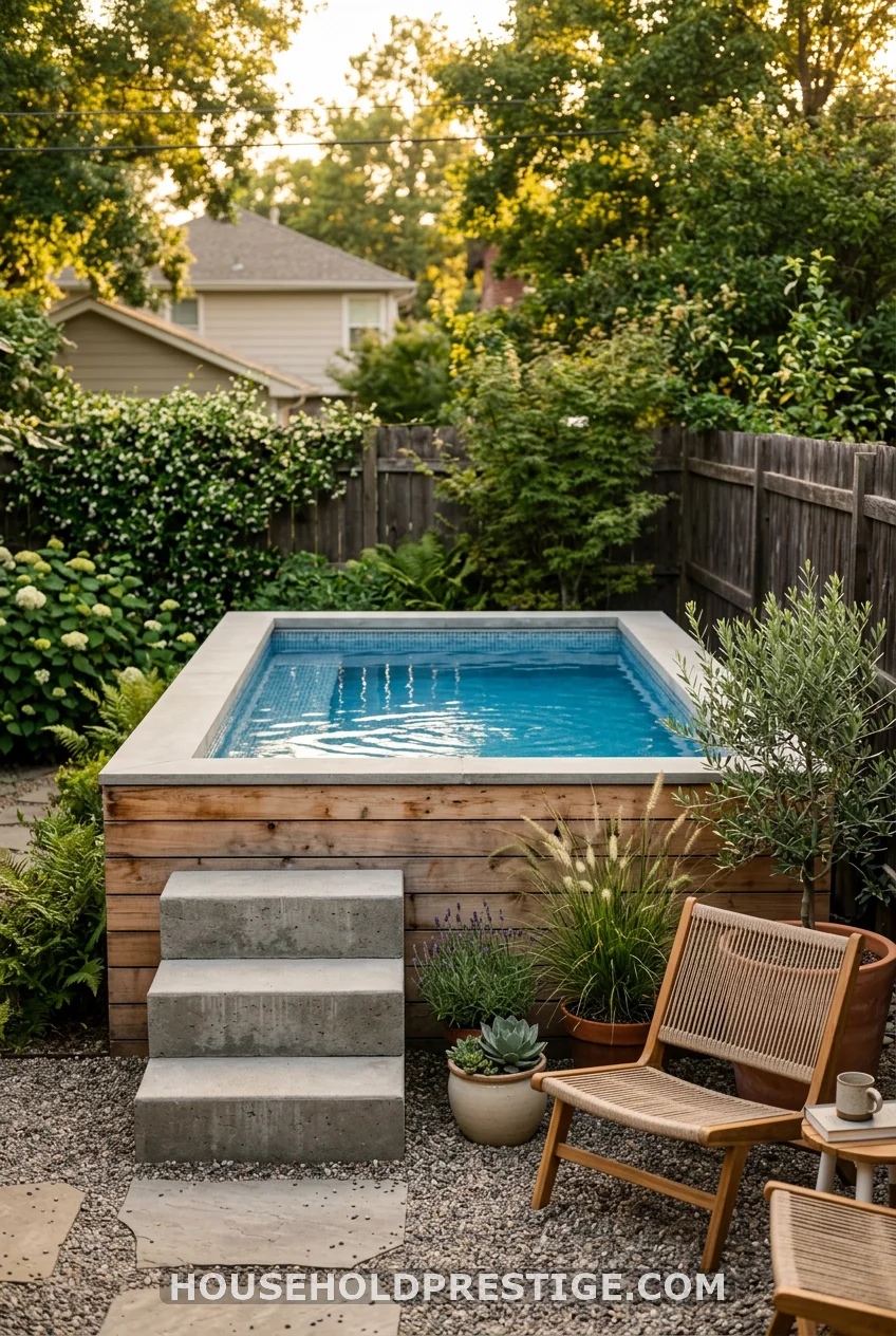 Above-Ground Cocktail Pool With Timber Cladding