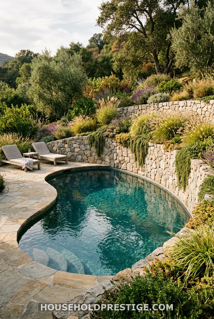 Stone Retaining Wall Pool Fence