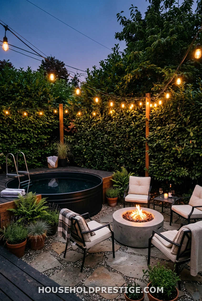 The Black String Lights Fire Pit Trifecta