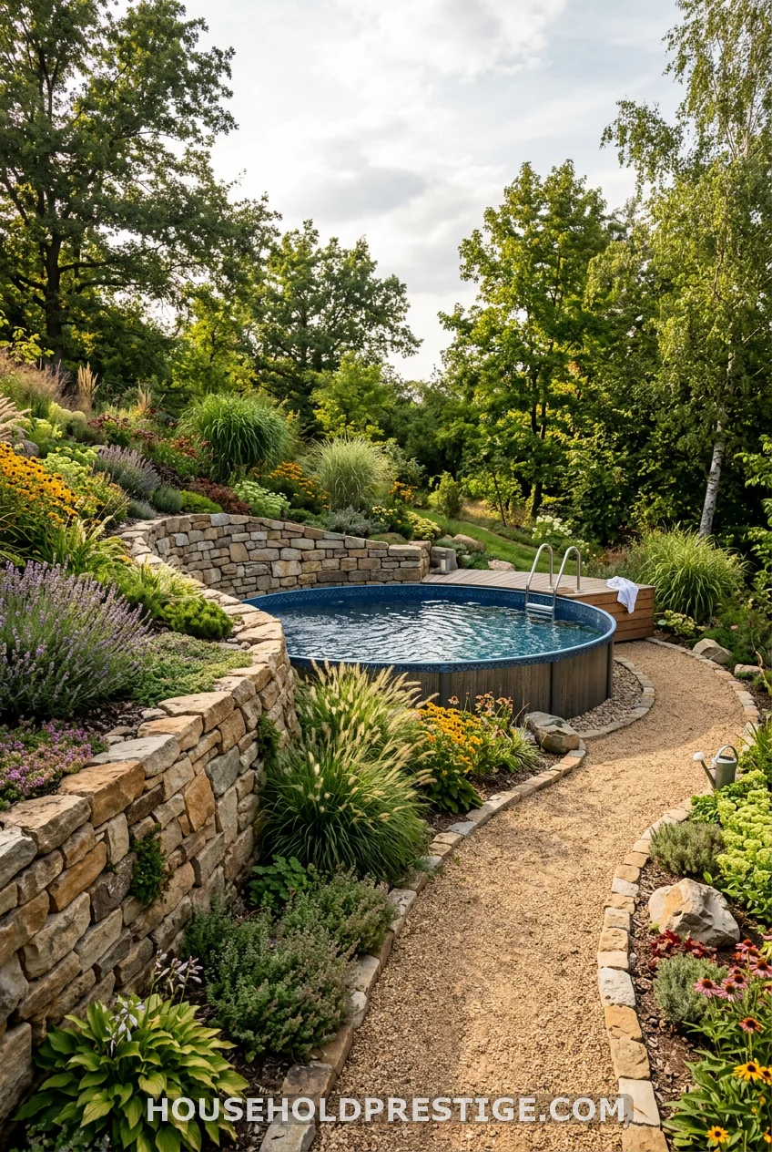 River Rock Retaining Wall for Sloped Yards