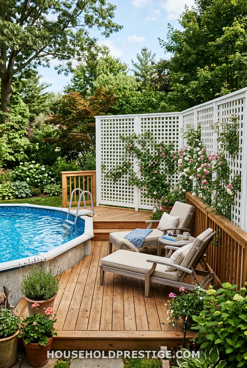 Deck with Lattice Privacy Panels