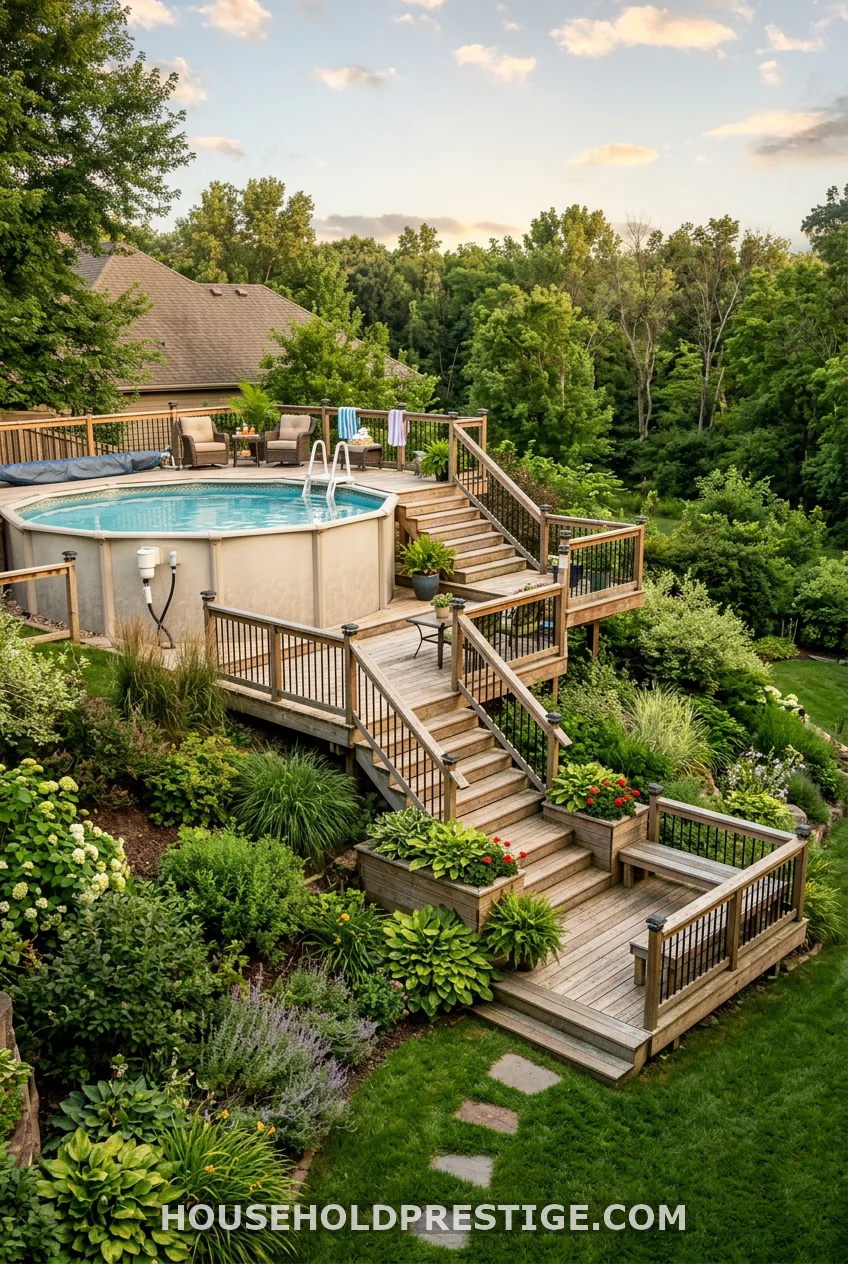 Tiered Deck for a Sloped Yard