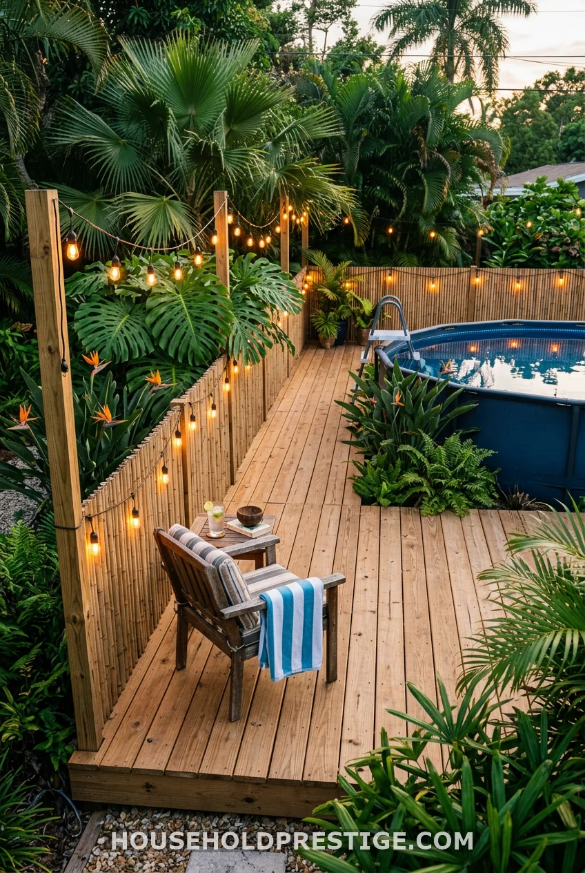 Tropical-Inspired Deck with Bamboo Accents