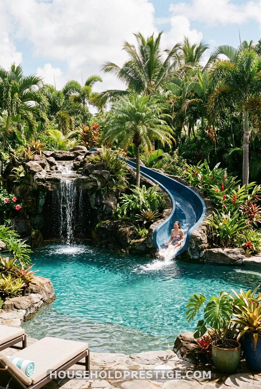 Tropical Grotto With Integrated Slide