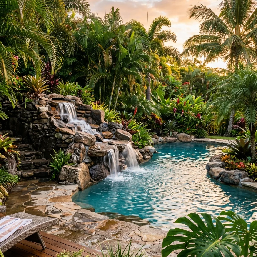 19 Jaw-Dropping Pool Waterfall Ideas With Real Costs, Types, and Lighting Tips