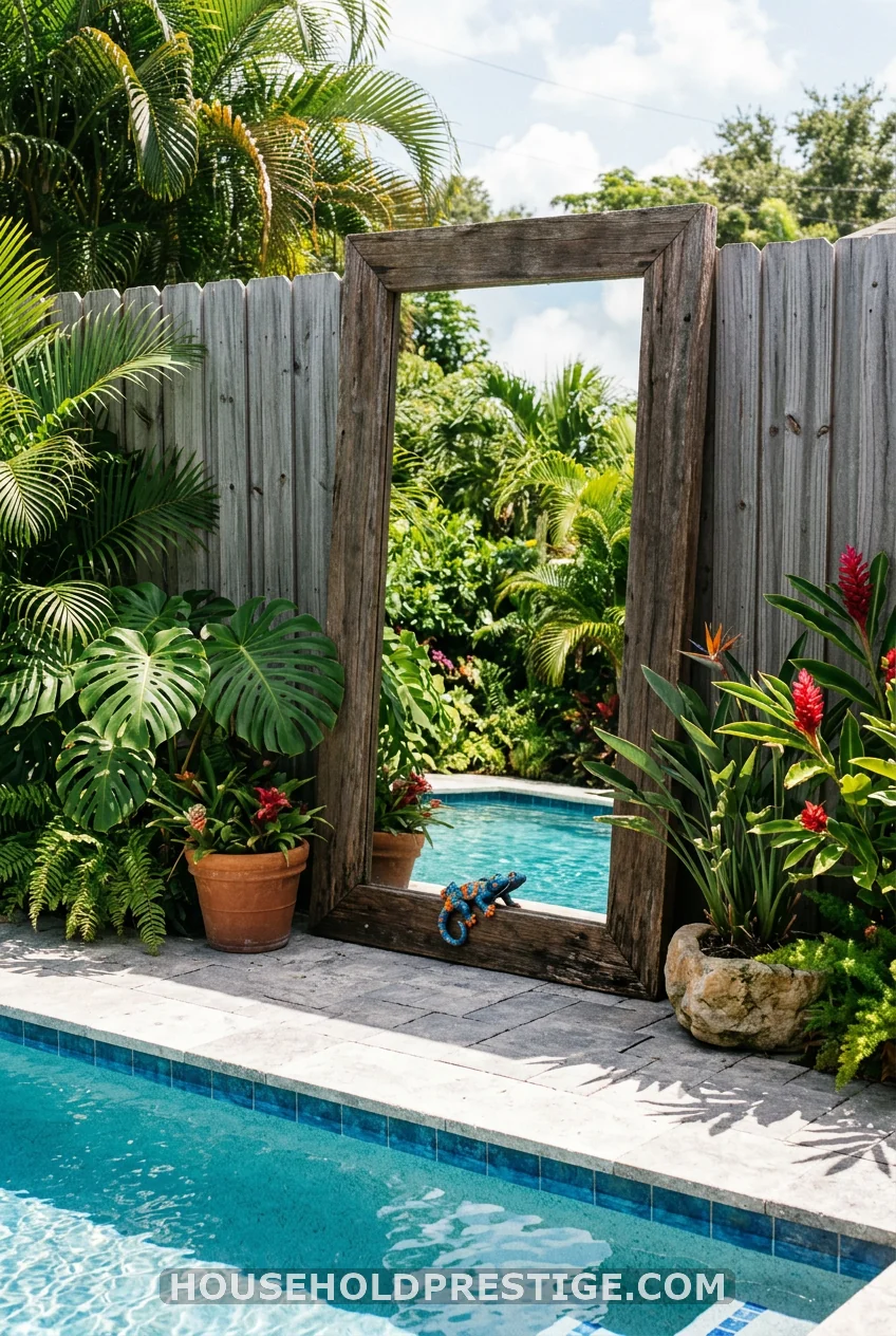 An Outdoor Mirror Near the Pool
