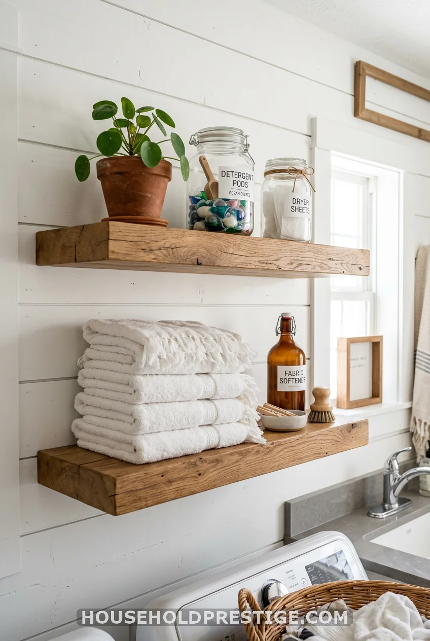 Open Floating Wood Shelves