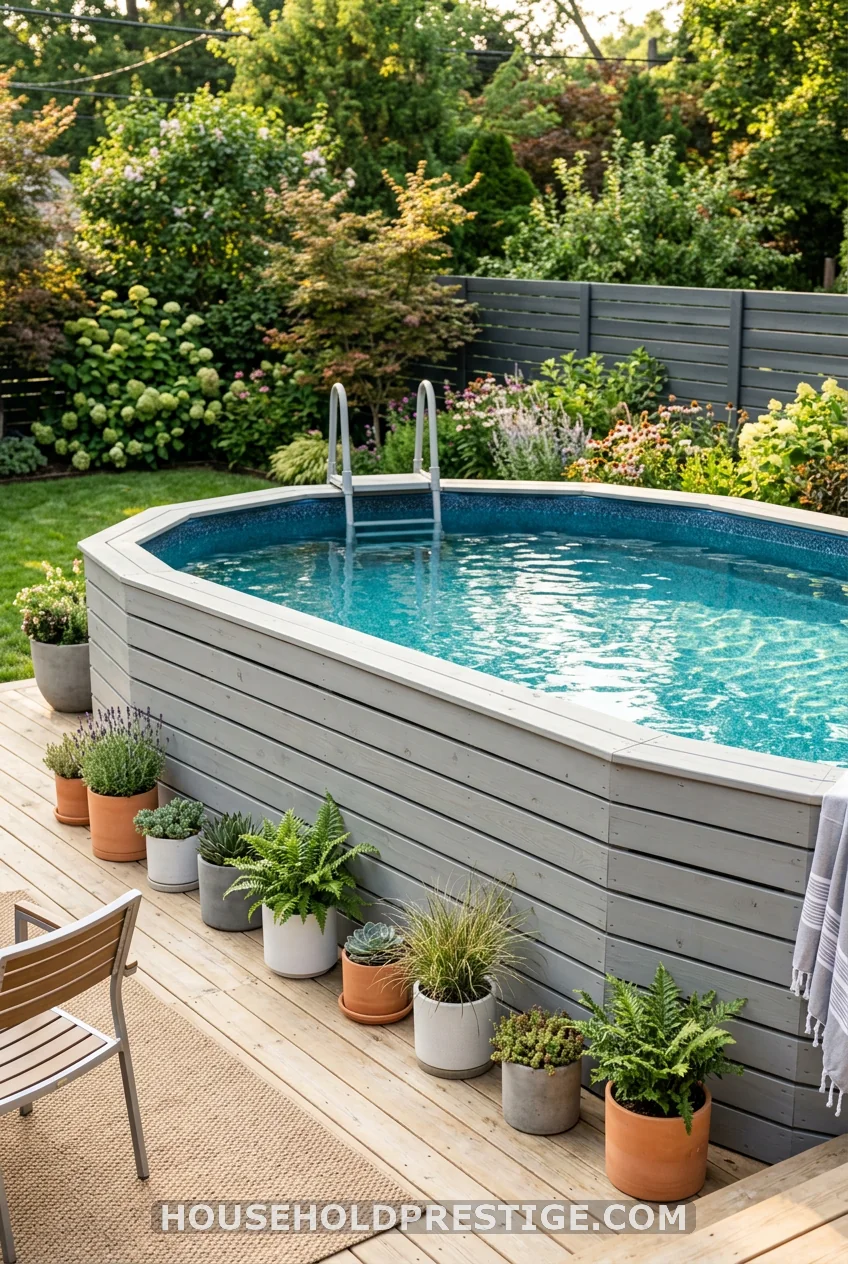 Wood Panel Pool Skirting