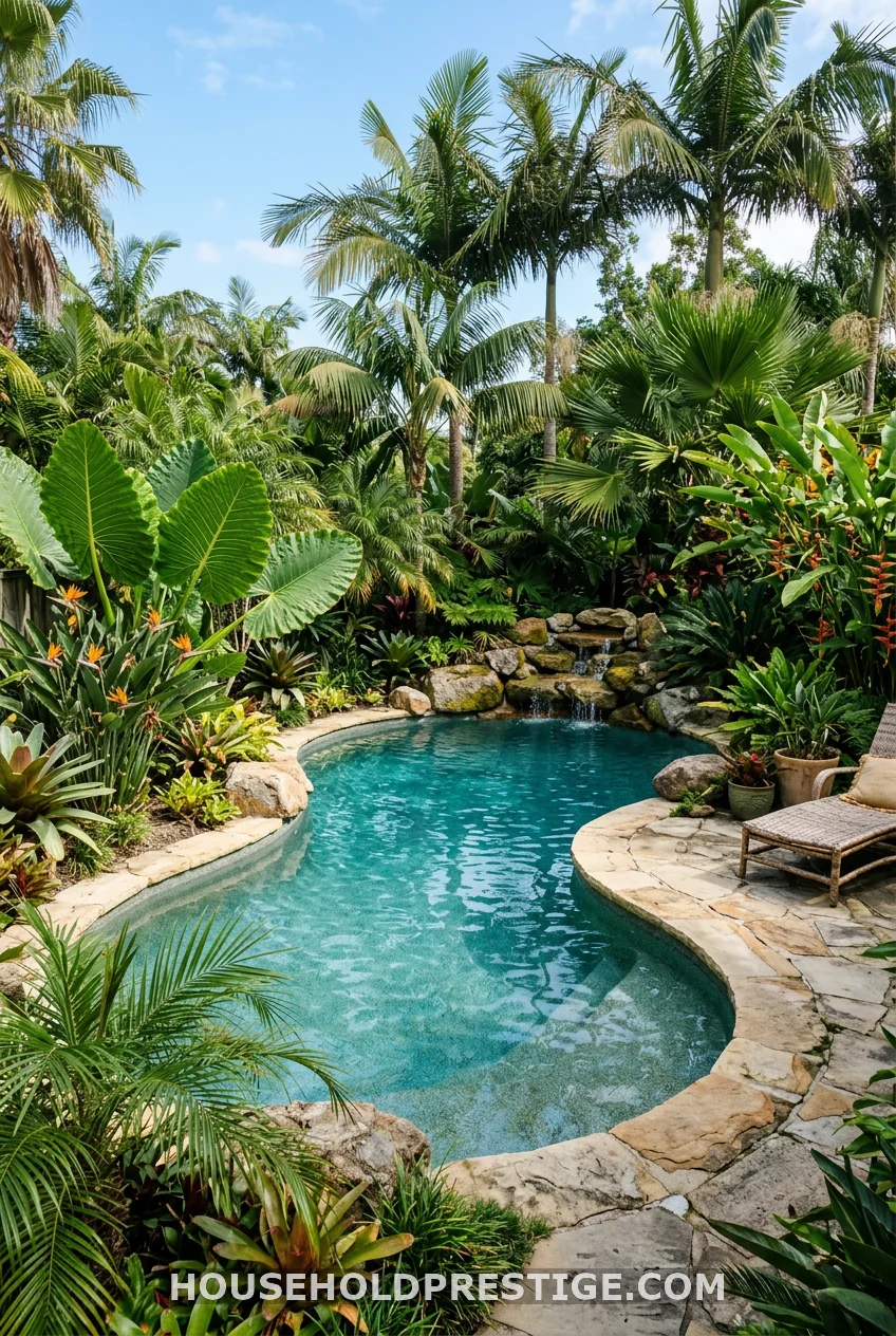 Freeform Pool With Tropical Landscaping