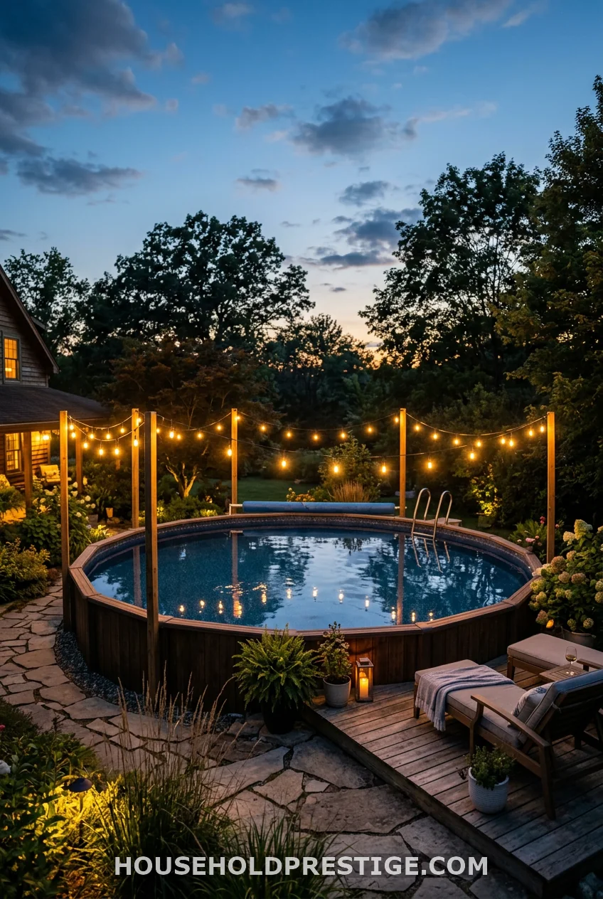 String Light Canopy — Makes the Pool Work After Dark