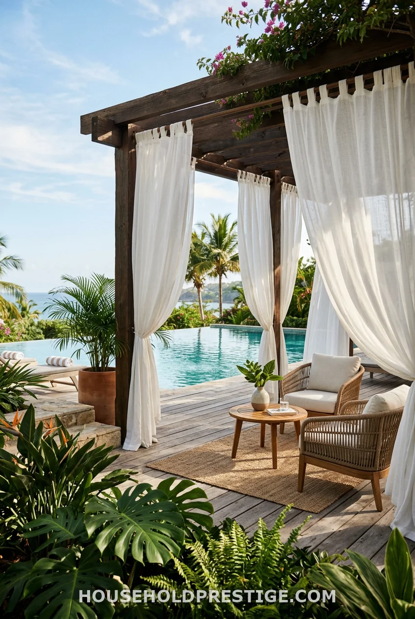 Outdoor Curtains Under a Pergola