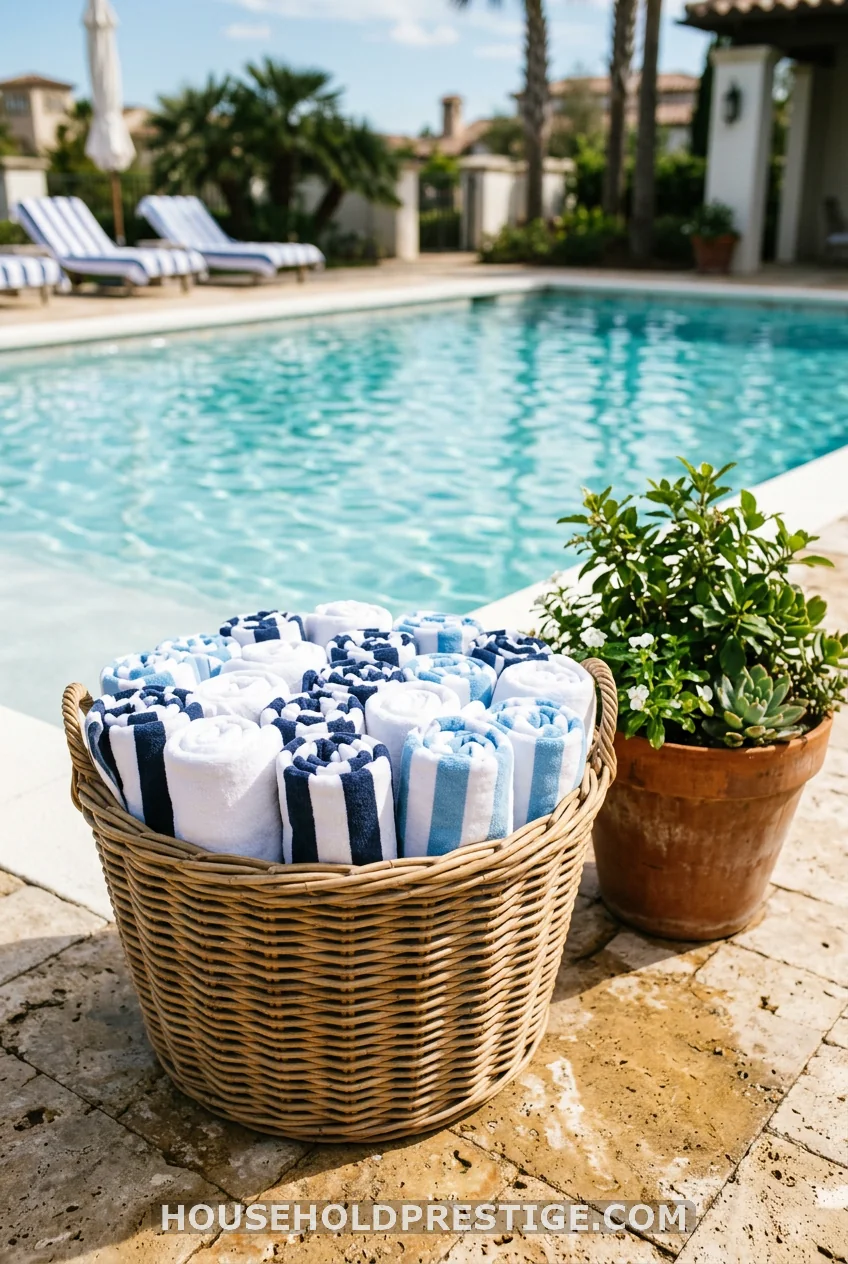 The Rolled Towel Wicker Basket Station