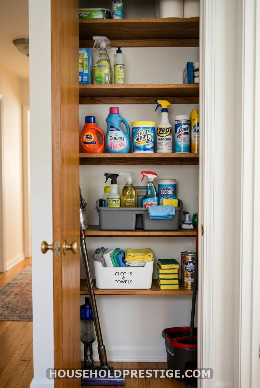 Give Cleaning Supplies Their Own Shelf, Not a Floor Pile
