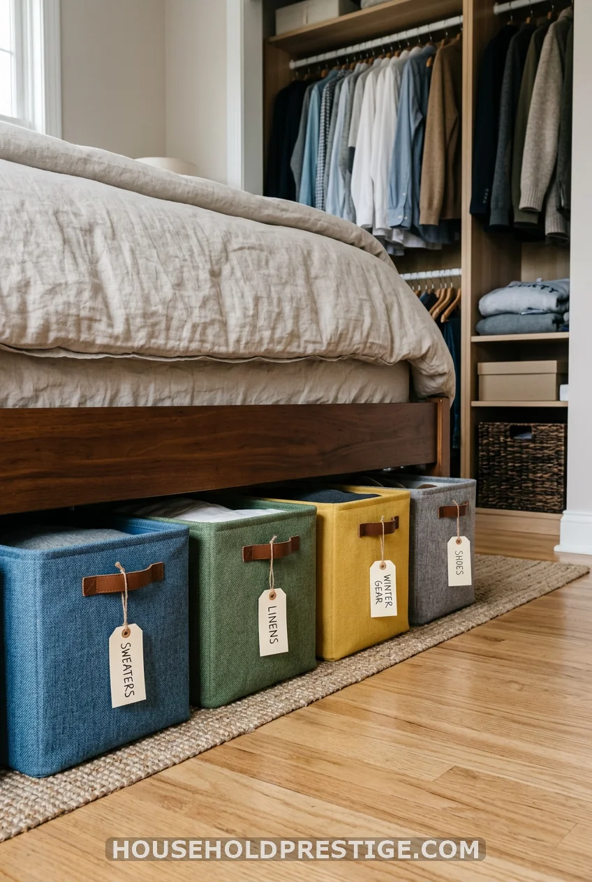 Color-Coded Fabric Bins by Category