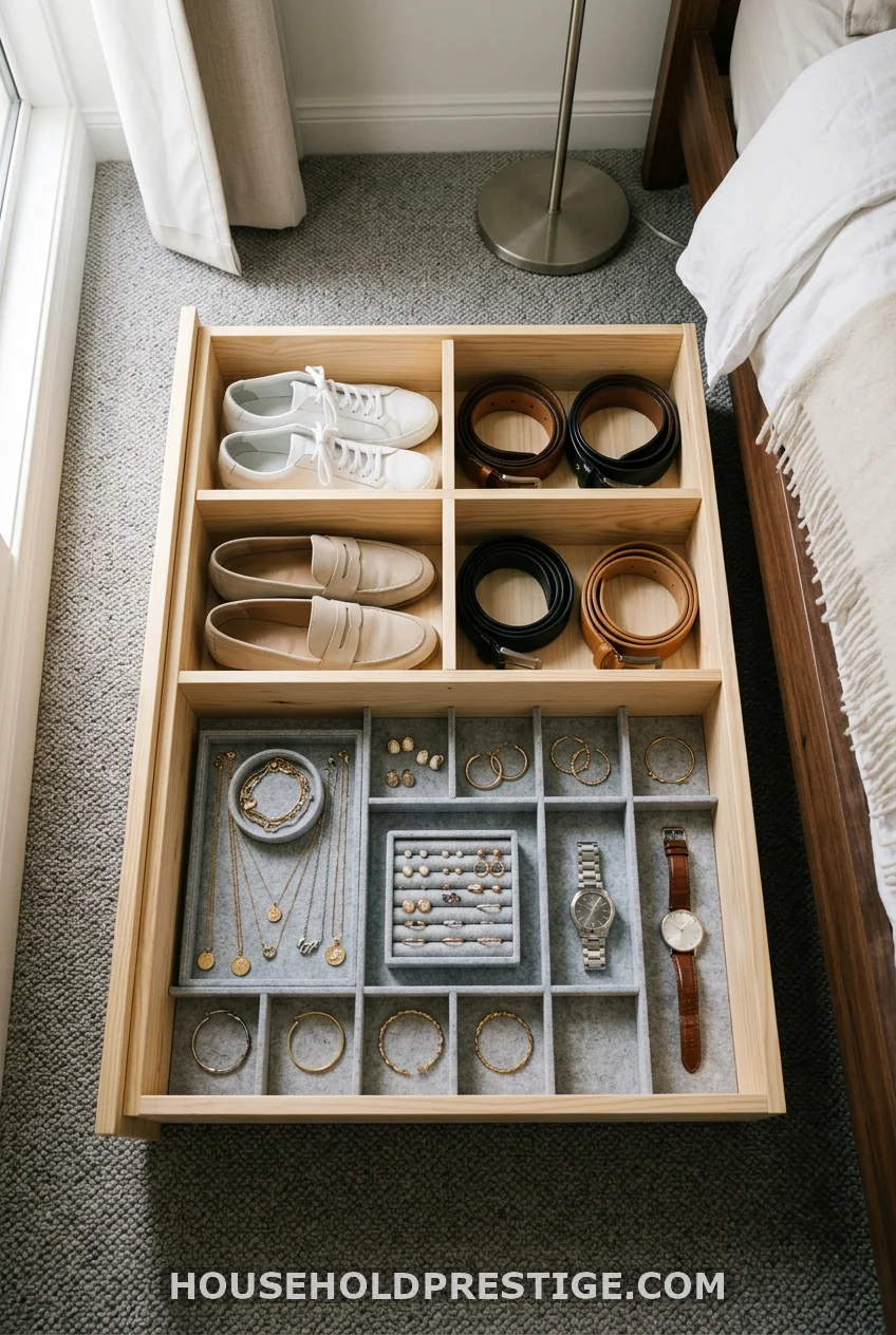 A Divided Drawer for Shoes and Accessories