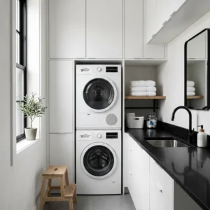 black and white laundry room ideas featured image