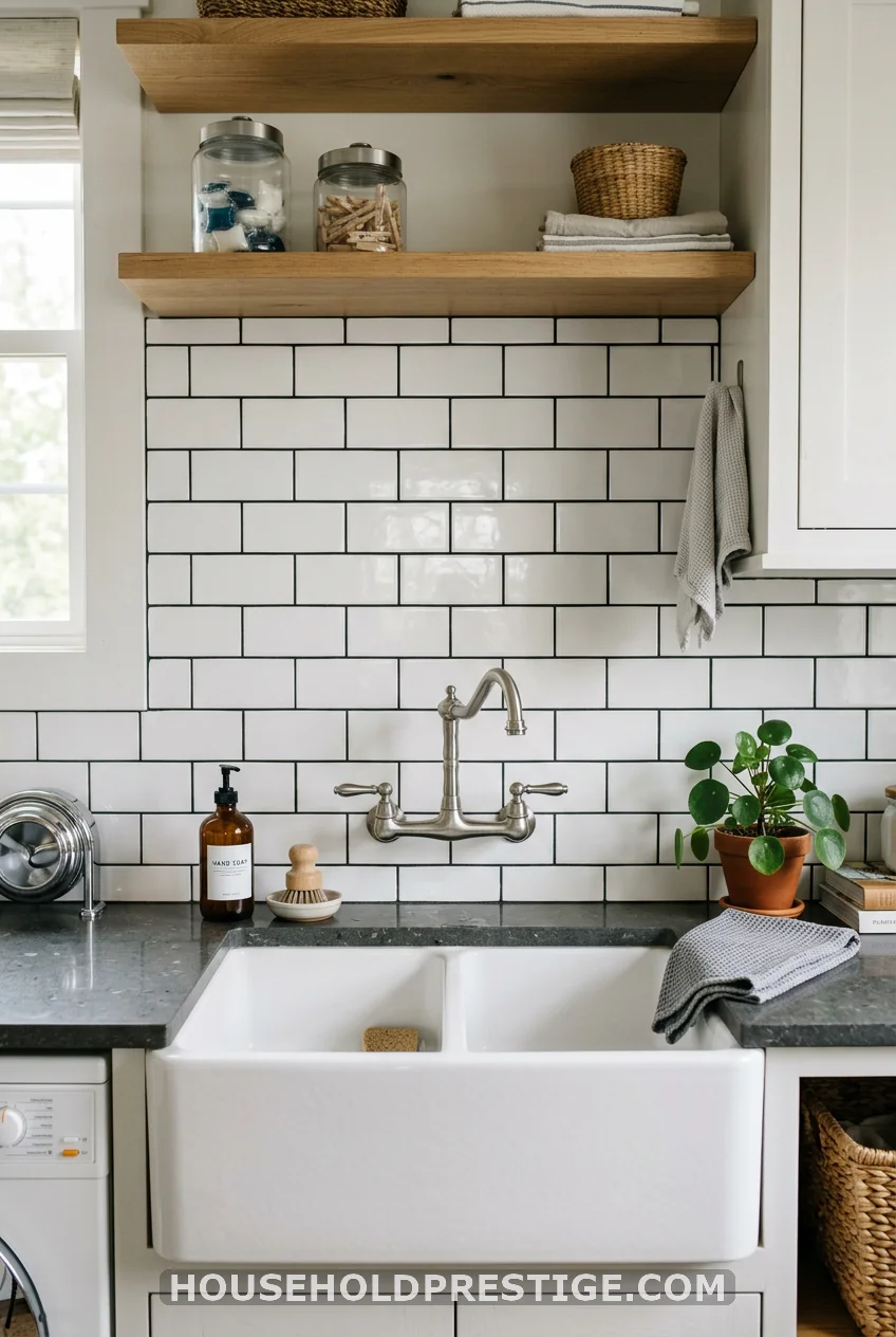 White Subway Tile, Black Grout Line