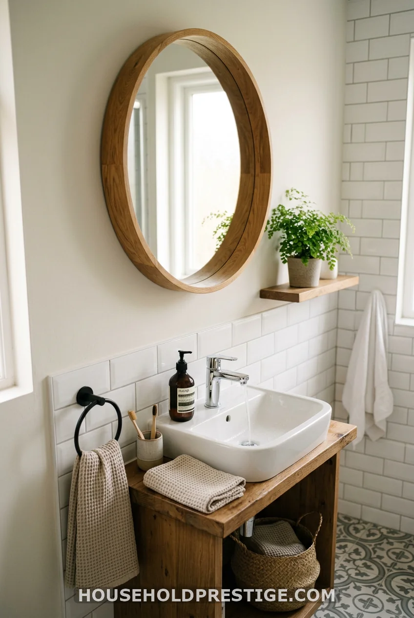 Trade your standard mirror for a round accent one