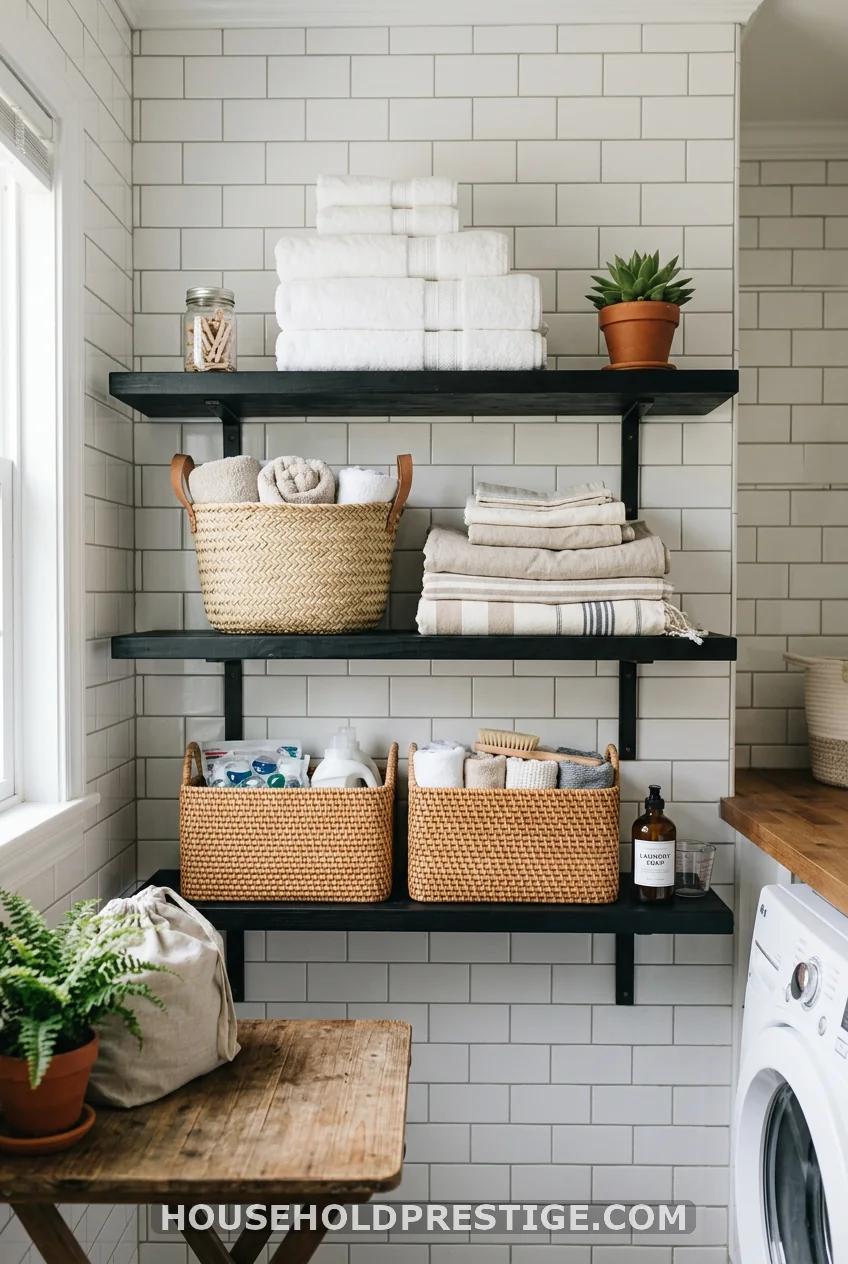 Open Shelving in Contrasting Tones