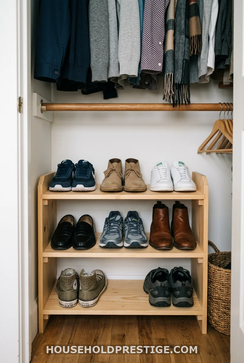 Add a Shoe Shelf Below the Hanging Rod