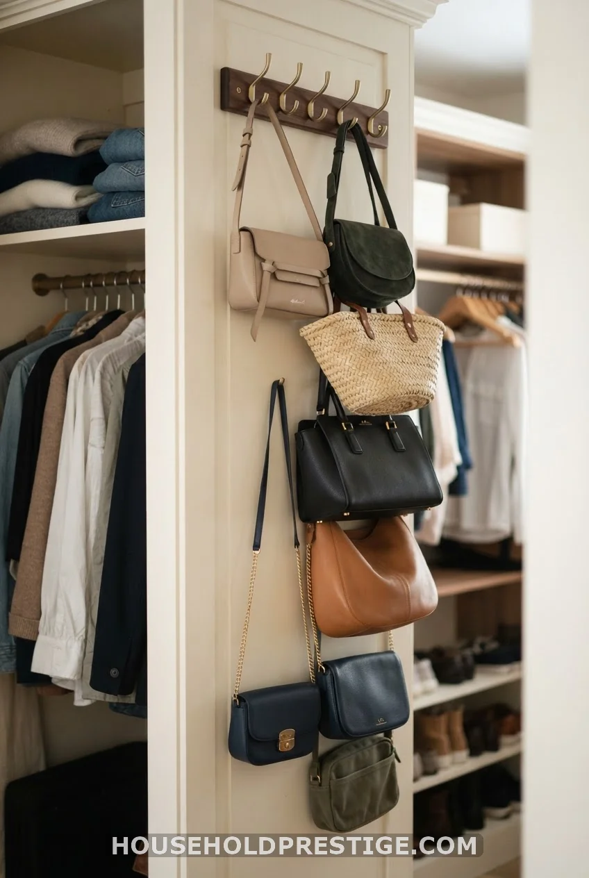 Vertical Hooks on the Closet Wall