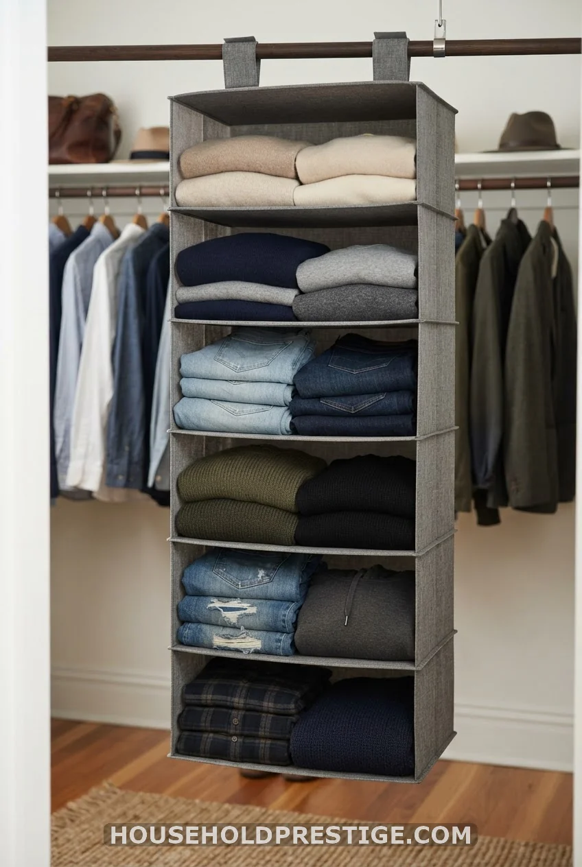 Add a Hanging Fabric Organizer for Folded Items
