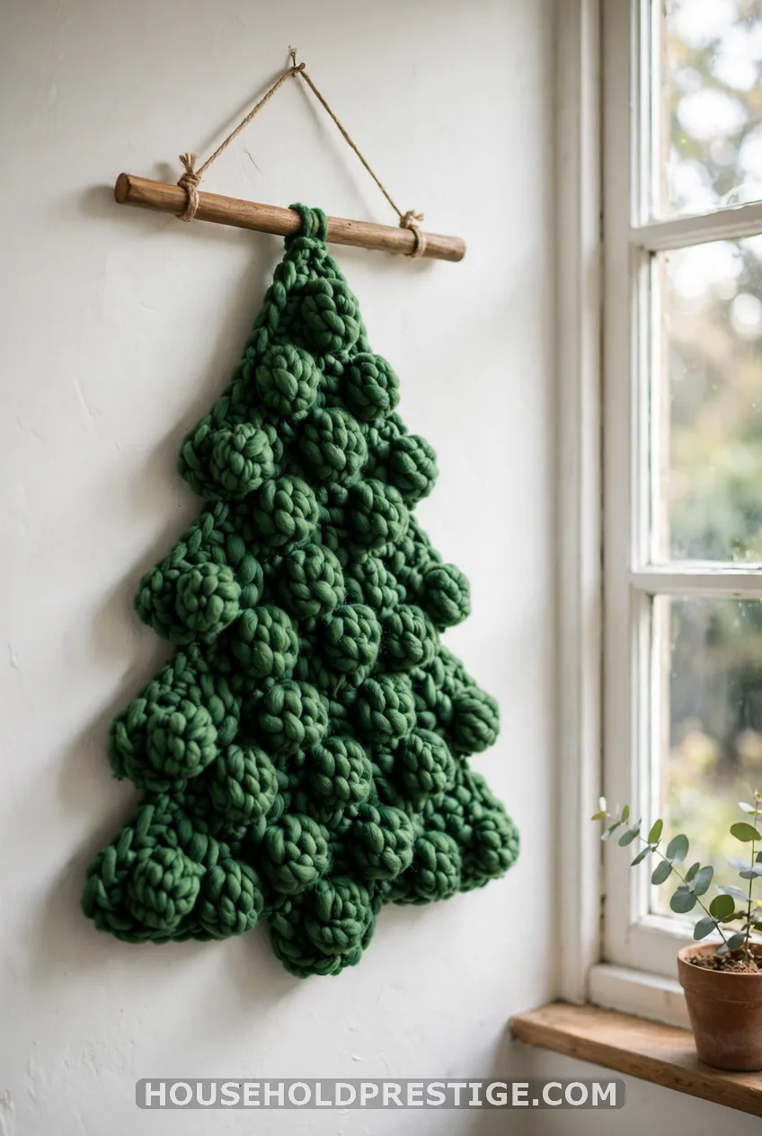 Bobble-Stitch Christmas Tree Wall Hanging