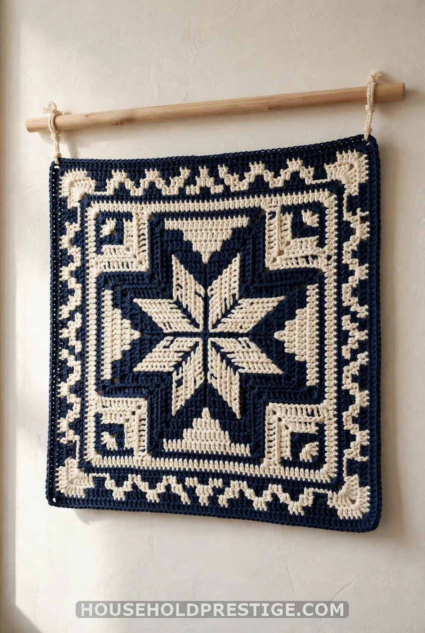 Mosaic Crochet Christmas Wall Hanging