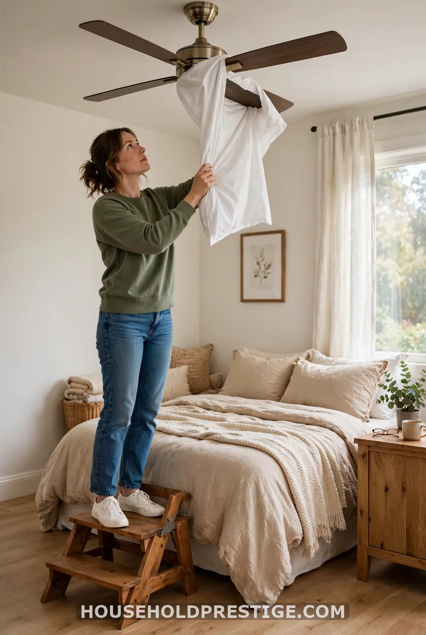 Dust the Ceiling Corners, Fan Blades, Light Fixtures and Vents (10 minutes)
