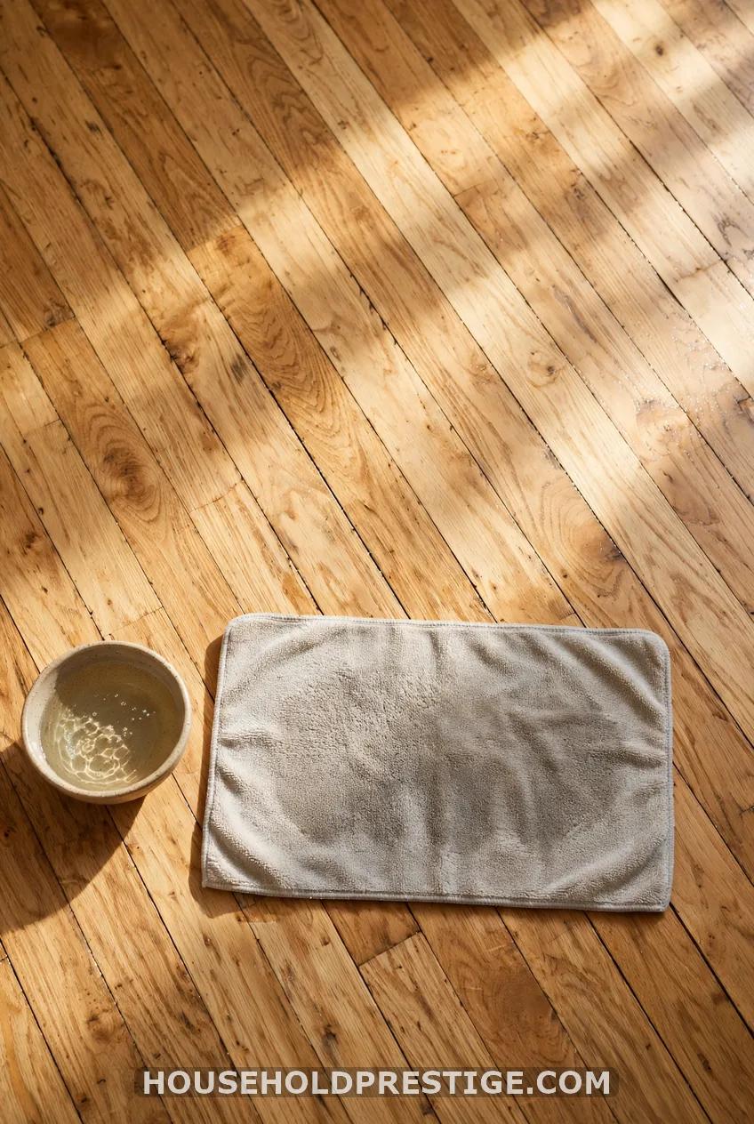 Warm Distilled Water and a Microfiber Mop