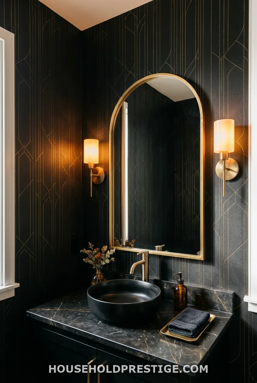 Black Wallpaper With Gold Accents
