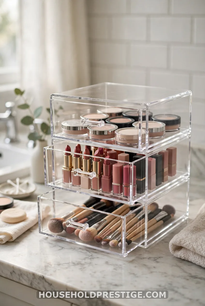 Stackable Acrylic Drawers for Makeup