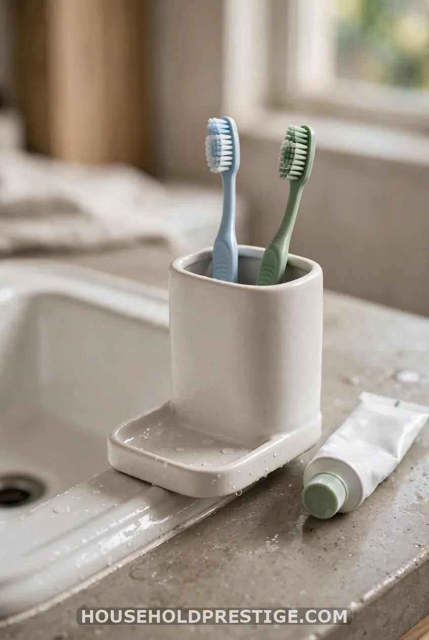 A Toothbrush Station With a Drip Tray