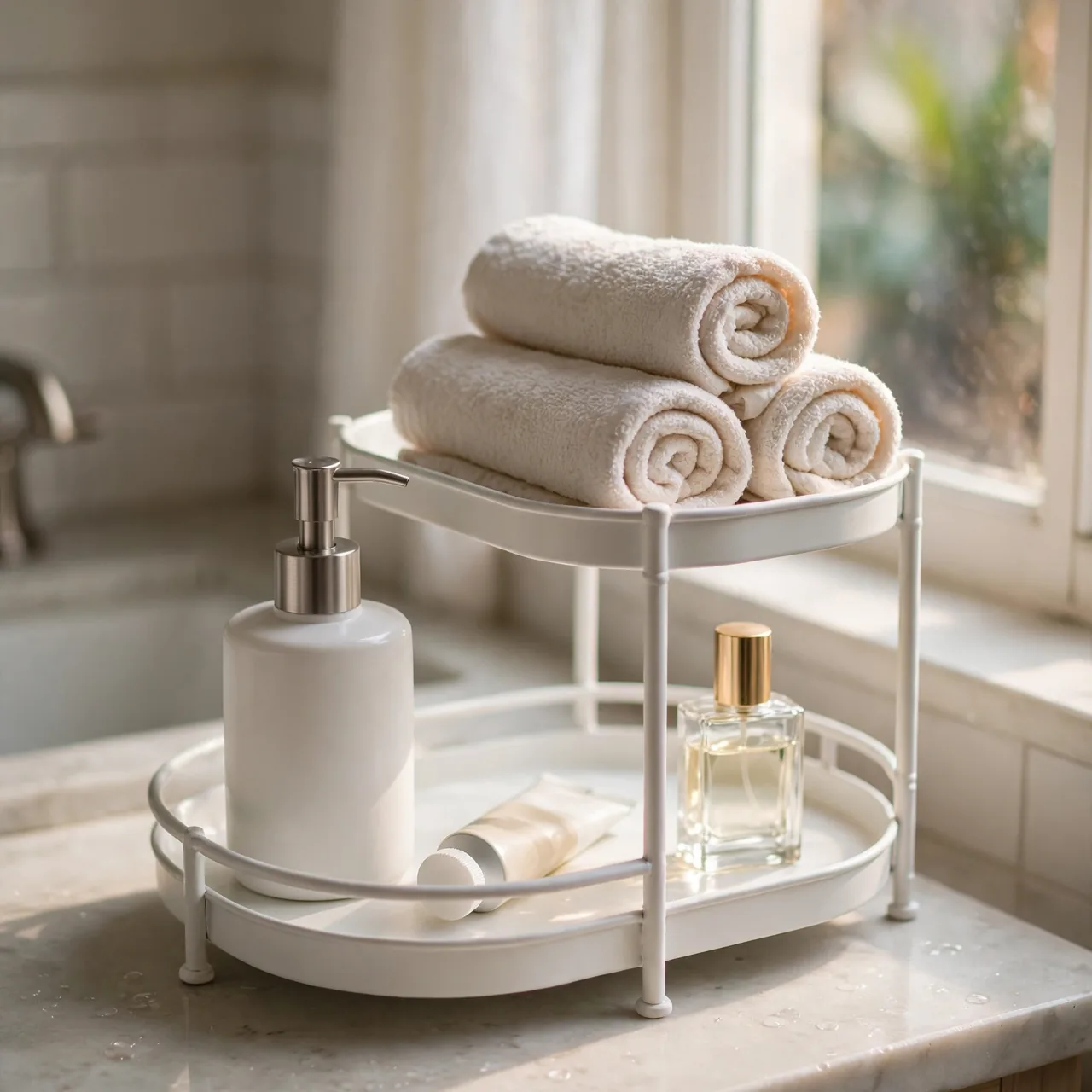 17 Small Bathroom Counter Organization Ideas for Renters (No Drilling)