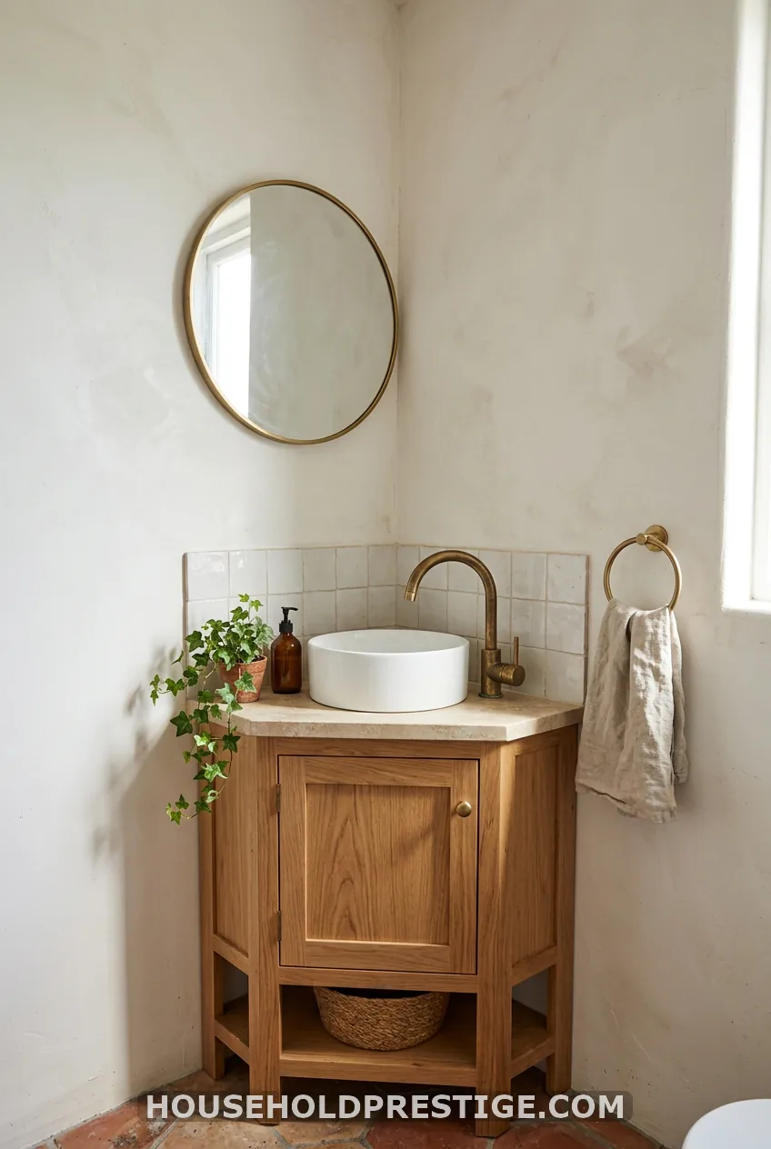 A Corner Vanity for Doors That Open Into the Room