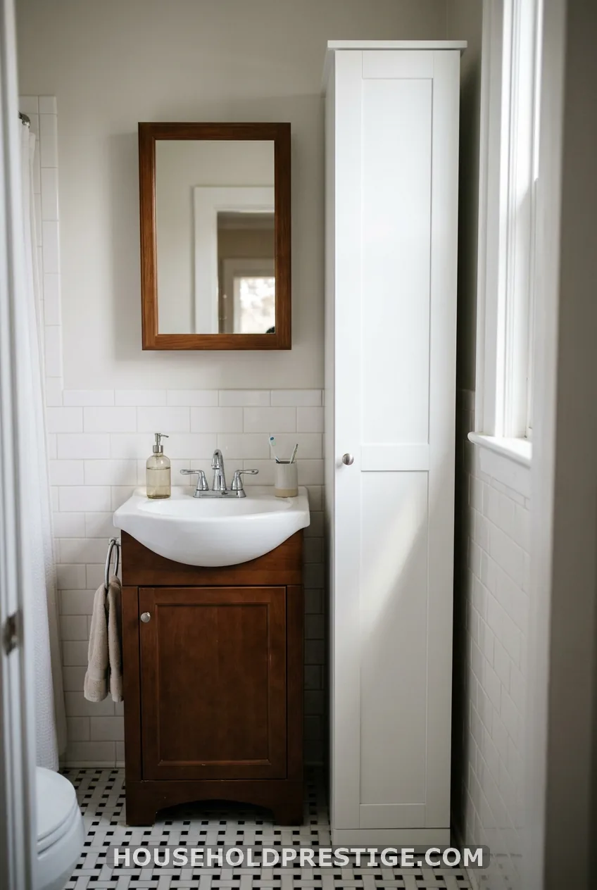 A Slim Side Tower Beside the Vanity